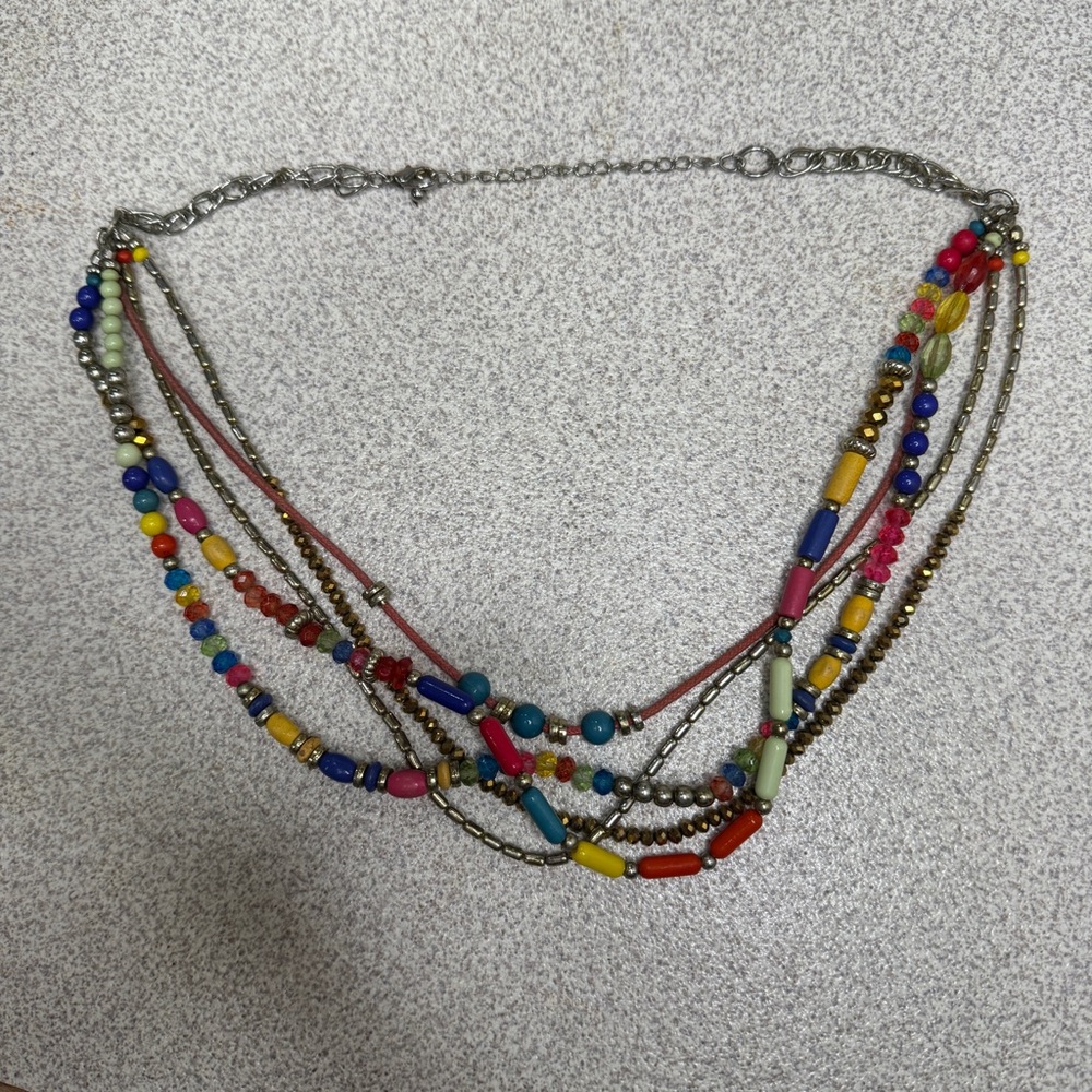 Multicolor‎ multi strand beaded necklace